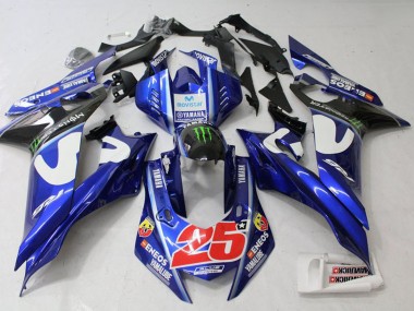 Best 2017-2023 Yamaha YZF R6 Motorcycle Fairing - White Blue Green Monster MoviStar