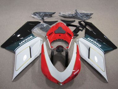 Best 2007-2014 Ducati 848 1098 1198 Motorcycle Fairing Kits - White Red Glossy Black