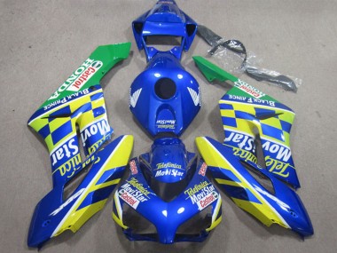 Best 2004-2005 Honda CBR1000RR Motorcycle Fairings - Blue Yellow Green Telefonica MoviStar Castrol
