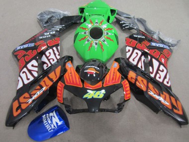 Best 2004-2005 Honda CBR1000RR Motorcycle Fairings - Orange Green Rossi Glossy Black Repsol Rossi 46