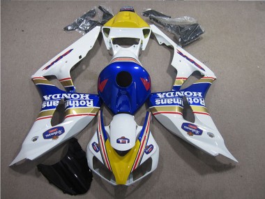 Best 2006-2007 Honda CBR1000RR Motorcycle Fairings - White Blue Yellow Gold Rothmans