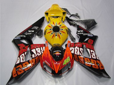 Best 2006-2007 Honda CBR1000RR Motorcycle Fairings - Yellow Orange Glossy Black Rossi Repsol 46