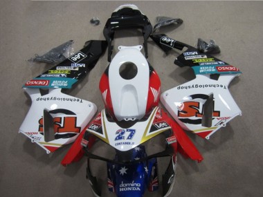 Best 2005-2006 Honda CBR600RR Motorcycle Fairings - White Red Blue Glossy Black Star Lee 27
