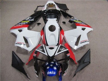 Best 2005-2006 Honda CBR600RR Motorcycle Fairings - White Red Blue Black Star Lee