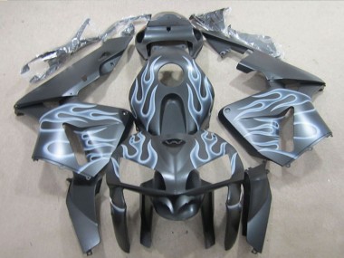Best 2005-2006 Honda CBR600RR Motorcycle Fairings - Matte Black Silver Flame
