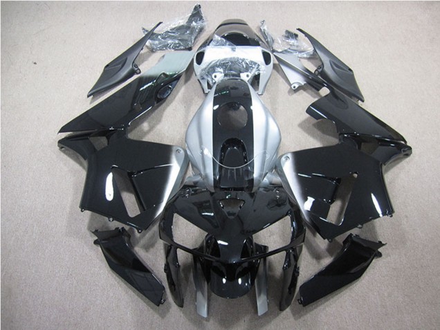2005-2006 Honda CBR600RR Motorcycle Fairing - Glossy Black Silver