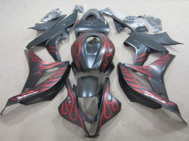 Best 2007-2008 Honda CBR600RR Motorcycle Fairings - Matte Black Red Flame