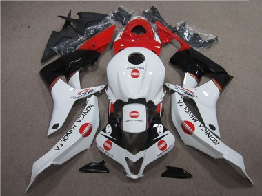 Best 2007-2008 Honda CBR600RR Motorcycle Fairings - White Red Glossy Black Konica Minolta