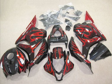 Best 2009-2012 Honda CBR600RR Motorcycle Fairing - Glossy Black Red Flame