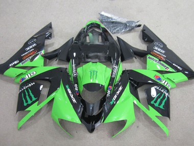 Best 2004-2005 Kawasaki ZX10R Motorcycle Fairings - Black Green Monster