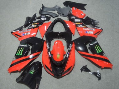 Best 2006-2007 Kawasaki ZX10R Motorcycle Fairings - Red Glossy Black Green Elf Touch4 Monster