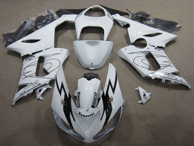 Best 2005-2006 Kawasaki ZX6R Motorcycle Fairing Kits - White Black