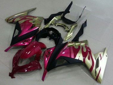Best 2013-2018 Kawasaki ZX300R Motorcycle Fairings - Gold Pink Red Black
