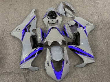 Best 2017-2023 Honda CBR1000RR Motorcycle Fairings - Nardo Grey with Blue Stripe