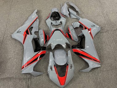 Best 2017-2023 Honda CBR1000RR Motorcycle Fairings - Nardo Grey with Red Stripe