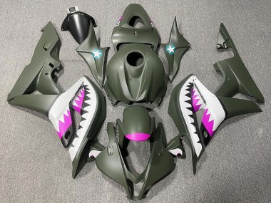 Best 2007-2008 Honda CBR600RR Motorcycle Fairings - Army Green White Pink Shark