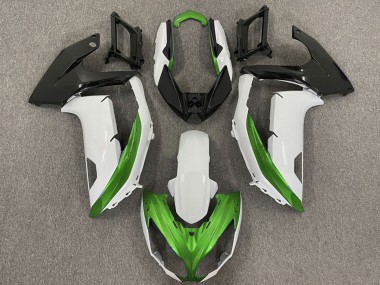 Best 2009-2011 Kawasaki Ninja 650R Motorcycle Fairings - White Green Matte Black