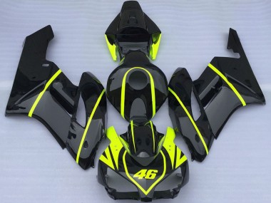 Best 2004-2005 Honda CBR1000RR Motorcycle Fairings - Glossy Black High Viz Yellow 46