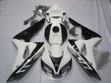 Best 2006-2007 Honda CBR1000RR Motorcycle Fairings - White Glossy Black OEM Style No Decals