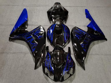 Best 2006-2007 Honda CBR1000RR Motorcycle Fairing - Glossy Black Blue Flame