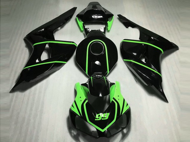 2006-2007 Honda CBR1000RR Motorcycle Fairings - Glossy Black High Viz Green