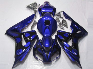Best 2006-2007 Honda CBR1000RR Motorcycle Fairings - Blue Glossy Black Flame