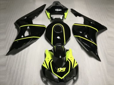 Best 2006-2007 Honda CBR1000RR Motorcycle Fairings - Glossy Black High Viz Yellow 99