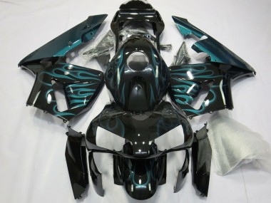 Best 2003-2004 Honda CBR600RR Motorcycle Fairings - Glossy Black Green Flame