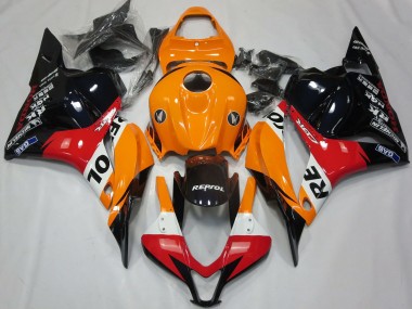 Best 2009-2012 Honda CBR600RR Motorcycle Fairing - Orange White Red Glossy Black Repsol