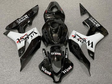 Best 2007-2008 Honda CBR600RR Motorcycle Fairings - Glossy Black White West Style