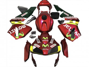 Best 2003-2004 Honda CBR600RR Motorcycle Fairings - Red Yellow Green MoviStar