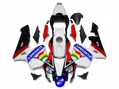 Best 2003-2004 Honda CBR600RR Motorcycle Fairing - White Red Blue Glossy Black EuroBet
