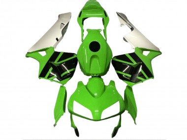 Best 2003-2004 Honda CBR600RR Motorcycle Fairings - Silver Green Glossy Black