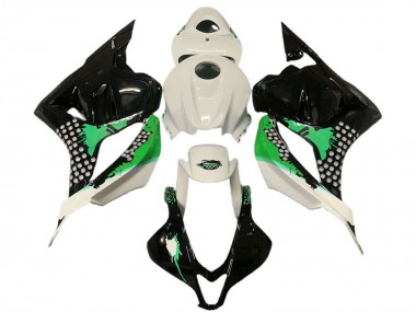Best 2009-2012 Honda CBR600RR Motorcycle Fairings - White Green Glossy Black Splatter