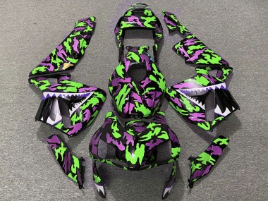 Best 2003-2004 Honda CBR600RR Motorcycle Fairings - Green Pink Camouflage Shark