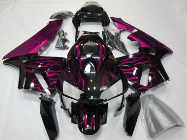 Best 2003-2004 Honda CBR600RR Motorcycle Fairing - Glossy Black Purple Flame