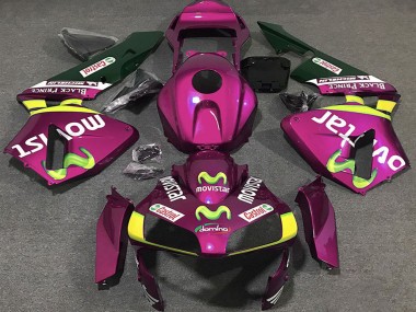 Best 2003-2004 Honda CBR600RR Motorcycle Fairings - Hot Pink Yellow Green MoviStar