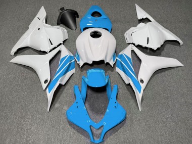 Best 2009-2012 Honda CBR600RR Motorcycle Fairings - White Light Blue Stripe