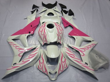Best 2007-2008 Honda CBR600RR Motorcycle Fairings - White Pink Flame