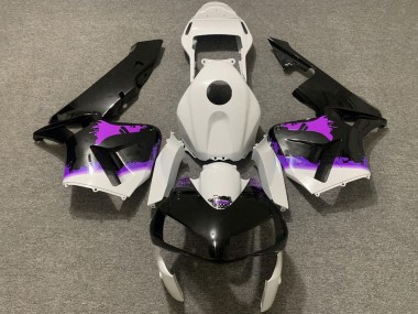 Best 2003-2004 Honda CBR600RR Motorcycle Fairings - White Purple Glossy Black Splatter