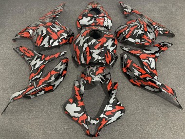 Best 2009-2012 Honda CBR600RR Motorcycle Fairings - Red Grey Camouflage