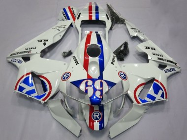Best 2003-2004 Honda CBR600RR Motorcycle Fairings - White Red Blue Repsol 69