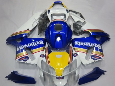 Best 2005-2006 Honda CBR600RR Motorcycle Fairings - White Blue Yellow Rothmans