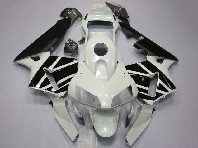 2003-2004 Honda CBR600RR Motorcycle Fairings - White Glossy Black OEM Style
