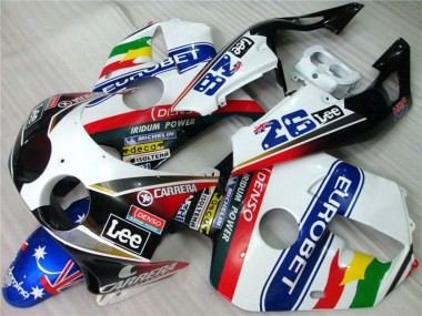 Best 1990-1998 Honda CBR250RR Motorcycle Fairings - White Blue Red Yellow Green Carrera EuroBet Lee
