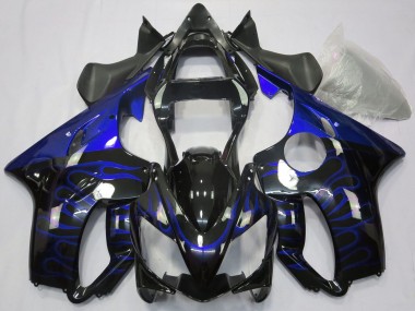 Best 2001-2003 Honda CBR600 F4i Motorcycle Fairings - Glossy Black Blue Flame