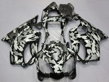 Best 2001-2003 Honda CBR600 F4i Motorcycle Fairings - White Grey Black Camouflage