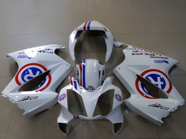 Best 2002-2013 Honda VFR 800 Motorcycle Fairings - White Blue Red Custom R