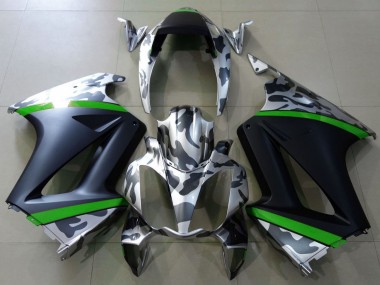 Best 2002-2013 Honda VFR 800 Motorcycle Fairings - Grey Camouflage Green Matte Black