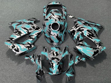 Best 2002-2013 Honda VFR 800 Motorcycle Fairings - Teal Camouflage